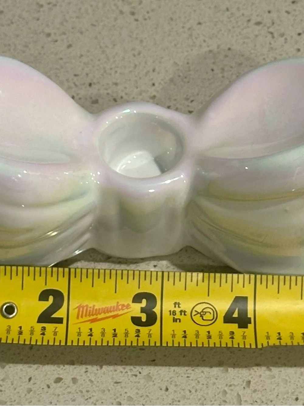 Target Iridescent White Ceramic Bow Candle Holder